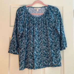 Michael Kors size M pretty blue green paisley print blouse like new never worn